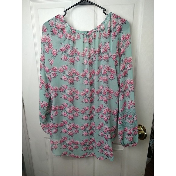 Lauren Conrad Semi Sheer Boho Lace Floral Hi Low Blouse. Size S - Picture 11 of 11